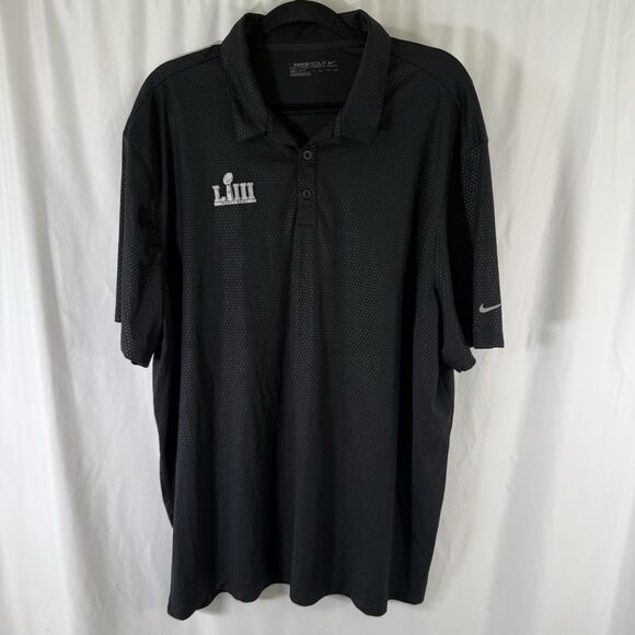 Superbowl LIII Nike Golf Polo Men's XXL Black Fabric Short Sleeve Dri Fit - Picture 1 of 11